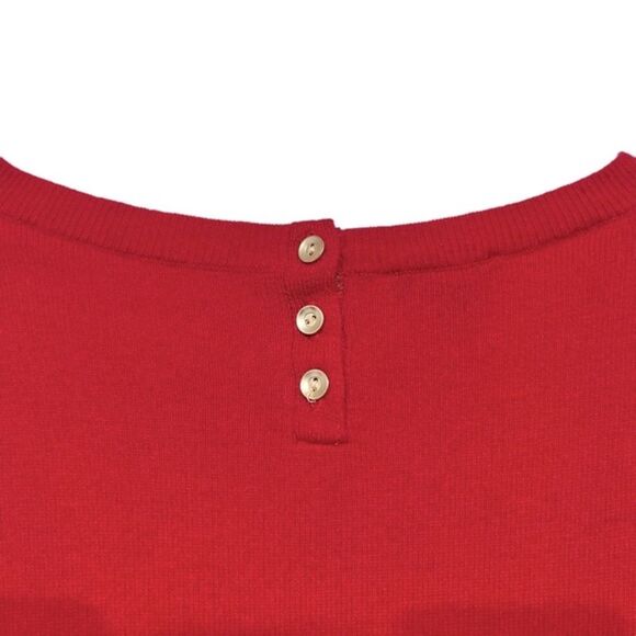 Talbots lambs wool blend red pullover sweater bell cuffs long sleeve soft cozy - Picture 4 of 6